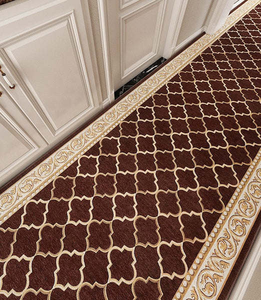 Modern Extra Long Hallway Runners, Stain-resistant Non Slip Kitchen Runner Rugs, Easy Care Entryway Brown Runner Rugs, Long Narrow Runner Rugs, Entrance Hallway Runners, Hallway Runners-Silvia Home Craft