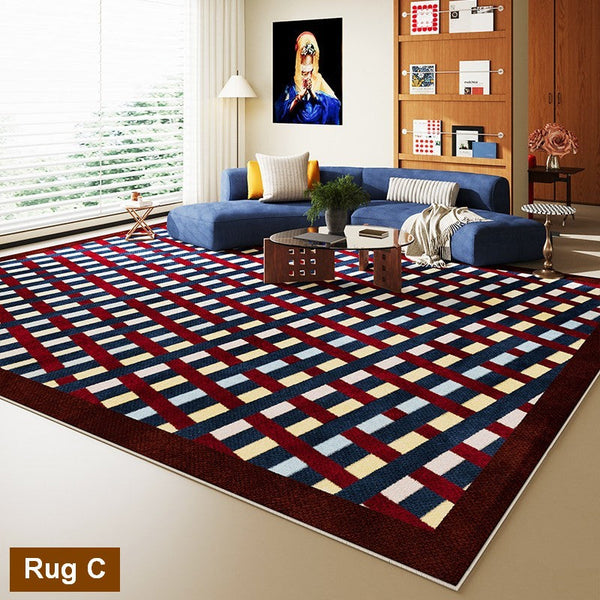 Colorful Modern Rugs for Living Room, Geometric Modern Rugs for Dining Room, Mid Century Modern Rugs, Contemporary Abstract Rugs under Coffee Table-Silvia Home Craft