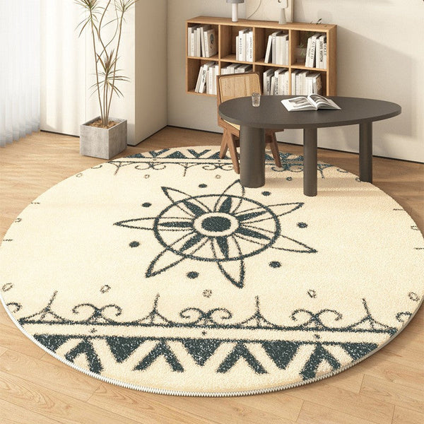 Dining Room Modern Rugs, Abstract Geometric Round Rugs under Sofa, Modern Area Rugs under Coffee Table, Contemporary Modern Rugs for Bedroom-Silvia Home Craft