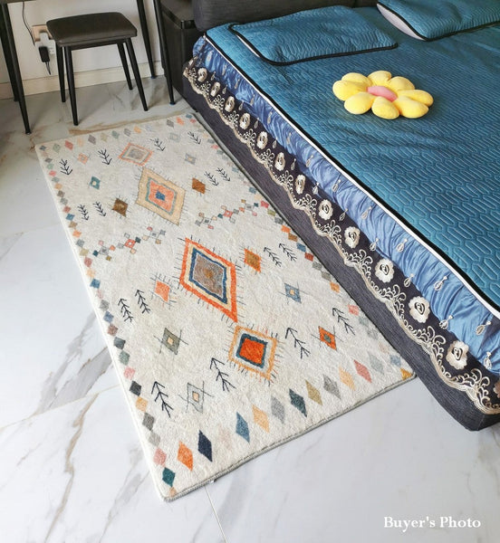 Runner Rugs for Hallway, Contemporary Modern Rugs Next to Bed, Bathroom Runner Rugs, Kitchen Runner Rugs, Geometric Modern Rugs for Dining Room-Silvia Home Craft