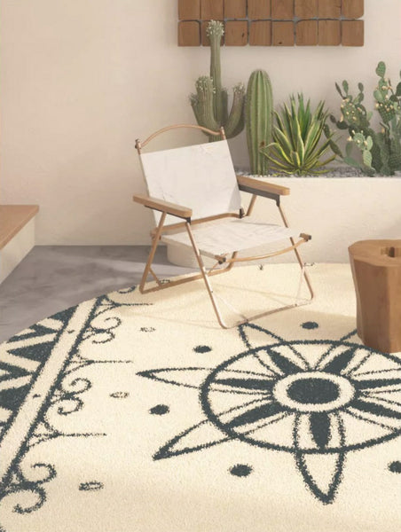 Dining Room Modern Rugs, Abstract Geometric Round Rugs under Sofa, Modern Area Rugs under Coffee Table, Contemporary Modern Rugs for Bedroom-Silvia Home Craft