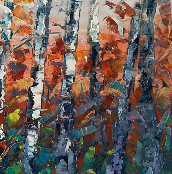 Canvas Art, Birch Tree Wall Art, Abstract Painting, Living Room Wall Art, Original Artwork, Custom Canvas Painting