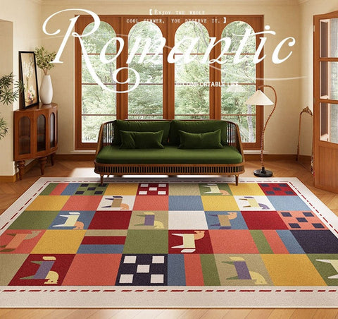 Lovely Horse Area Rugs for Children Room, Geometric Modern Rugs, Modern Rugs for Living Room, Cartoon Modern Rugs for Bedroom-Silvia Home Craft