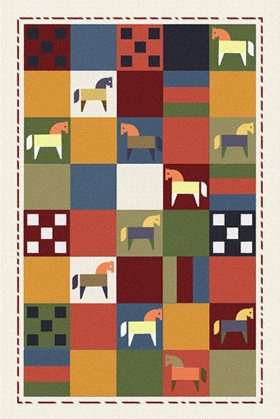 Lovely Horse Area Rugs for Children Room, Geometric Modern Rugs, Modern Rugs for Living Room, Cartoon Modern Rugs for Bedroom-Silvia Home Craft