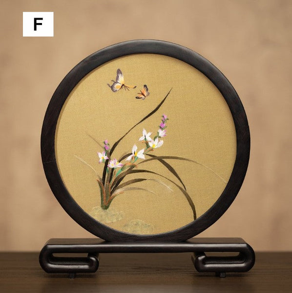 Unique Birthday Gift, Traditional Chinese Suzhou Embroidery Ornament, Exclusive Business Present Flower and Butterfly Embroidered Decor, Premium Souvenir-Silvia Home Craft