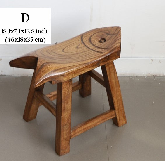 Solid Wood low Stool, Creative Shoe-changing Stool, Handmade Vintage Old Elm Wood Stool, Children's Wooden Stool, Sofa Stool, Dining Table Stool-Silvia Home Craft