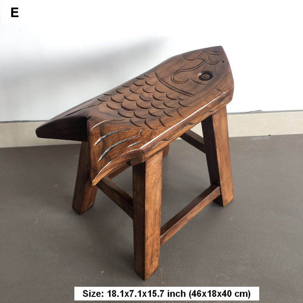 Handmade Solid Wood low Stool, Creative Shoe-changing Stool, Vintage Old Elm Wood Stool, Children's Wooden Stool, Sofa Stool, Dining Table Stool-Silvia Home Craft