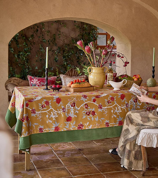 Farmhouse Table Cloth, Dining Room Flower Table Cloths, Large Square Tablecloth for Round Table, Extra Large Rectangular Table Covers for Kitchen-Silvia Home Craft