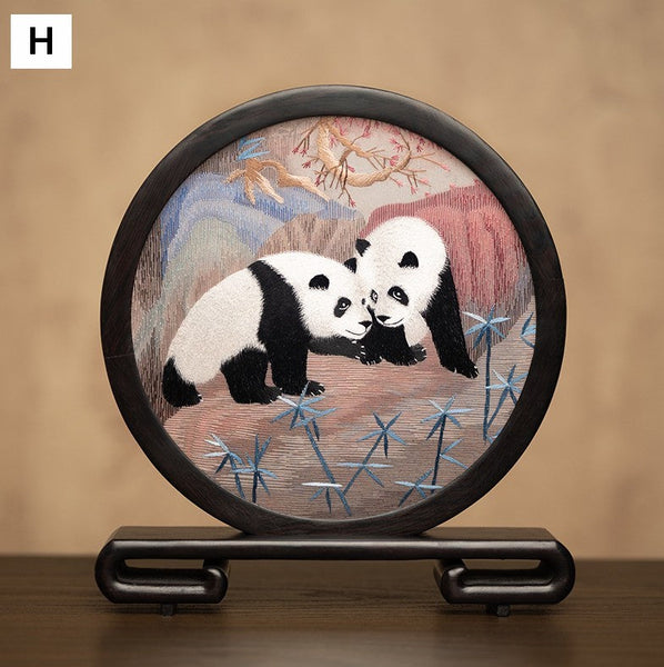 Unique Birthday Gift, Exclusive Business Present Panda Embroidered Decor, Traditional Chinese Suzhou Embroidery Ornament, Premium Souvenir-Silvia Home Craft