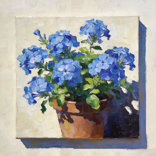 Still Life Painting, Blooming Blue Plumbago, Small Canvas Wall Art, Hand Painted Canvas Art, Original Flower Paintings, Buy Small Paintings Online-Silvia Home Craft
