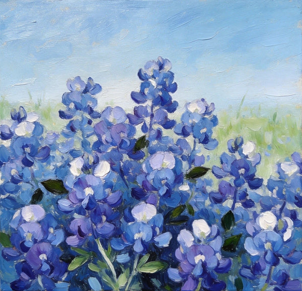 Blue Plumbago in Full Bloom, Small Canvas Wall Art, Still Life Painting, Hand Painted Canvas Art, Original Flower Paintings, Buy Small Paintings Online-Silvia Home Craft