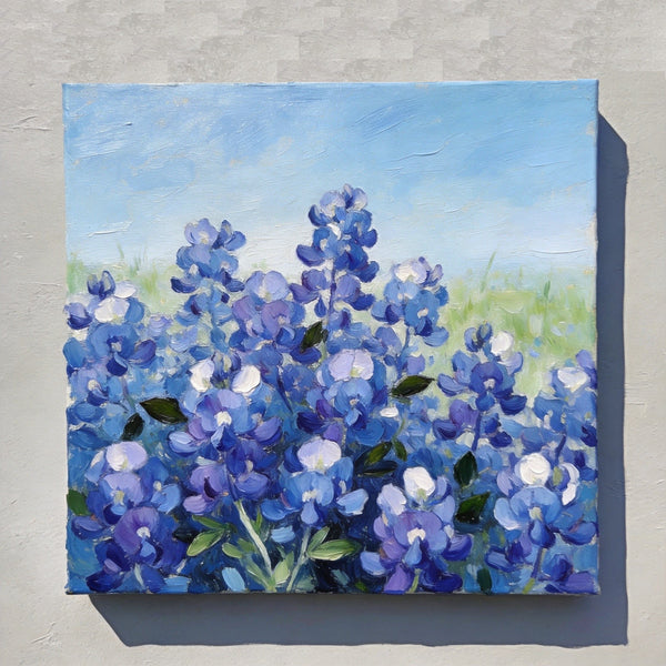 Blue Plumbago in Full Bloom, Small Canvas Wall Art, Still Life Painting, Hand Painted Canvas Art, Original Flower Paintings, Buy Small Paintings Online-Silvia Home Craft