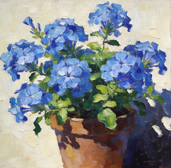 Still Life Painting, Blooming Blue Plumbago, Small Canvas Wall Art, Hand Painted Canvas Art, Original Flower Paintings, Buy Small Paintings Online-Silvia Home Craft