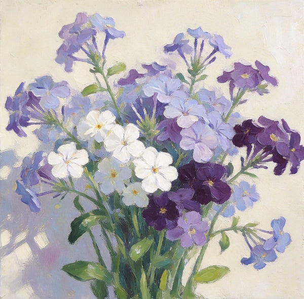 Original Flower Paintings, A Bunch of Blooming Forget-me-nots, Still Life Painting, Small Canvas Artwork, Hand Painted Canvas Art, Buy Small Paintings Online-Silvia Home Craft