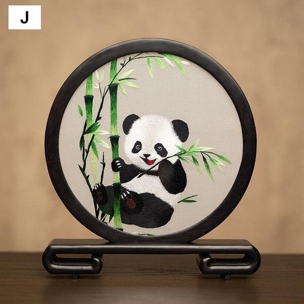 Unique Birthday Gift, Exclusive Business Present Panda Embroidered Decor, Traditional Chinese Suzhou Embroidery Ornament, Premium Souvenir-Silvia Home Craft
