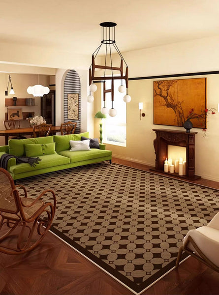 Modern Rugs under Dining Room Table, Abstract Modern Rugs for Living Room, Mid Century Geometric Carpets, Contemporary Modern Rugs Next to Bed-Silvia Home Craft