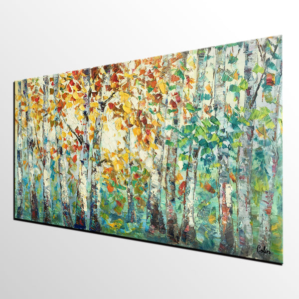 Autumn Tree Landscape Painting, Landscape Painting for Sale, Autumn Paintings, Living Room Wall Art Paintings, Custom Original Painting