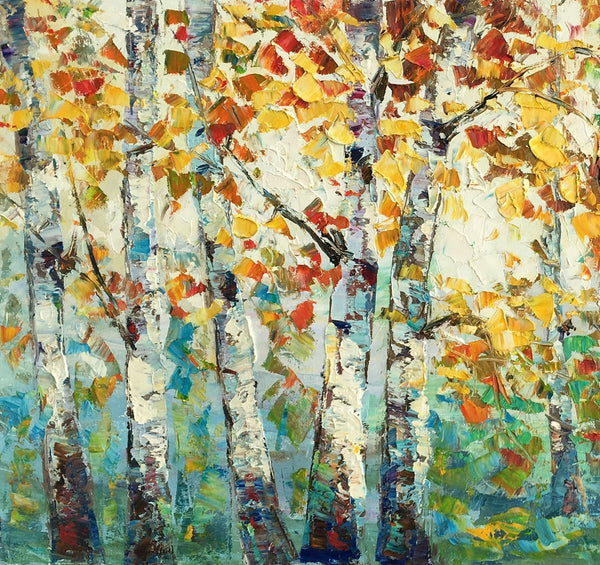 Autumn Tree Landscape Painting, Landscape Painting for Sale, Autumn Paintings, Living Room Wall Art Paintings, Custom Original Painting-Silvia Home Craft