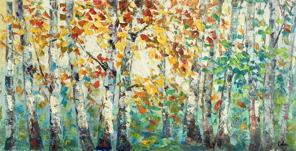 Autumn Tree Landscape Painting, Landscape Painting for Sale, Autumn Paintings, Living Room Wall Art Paintings, Custom Original Painting-Silvia Home Craft