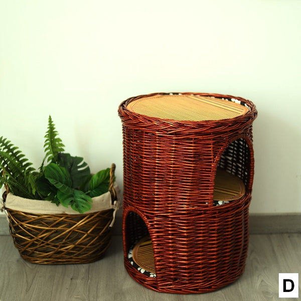 Triple-Layer Cat Bed, Large Cat House Basket with Washable Cushion for Indoor Cats and Dogs-Silvia Home Craft
