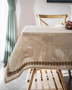 Cotton and Linen Tablecloth for Home Decoration, Large Rectangle Table Cover for Dining Room Table, Modern Table Cloth, Square Tablecloth for Round Table-Silvia Home Craft