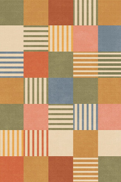 Living Room Modern Rugs, Modern Living Room Rug Placement Ideas, Contemporary Geometric Rugs for Bedroom, Colorful Carpets for Apartment-Silvia Home Craft