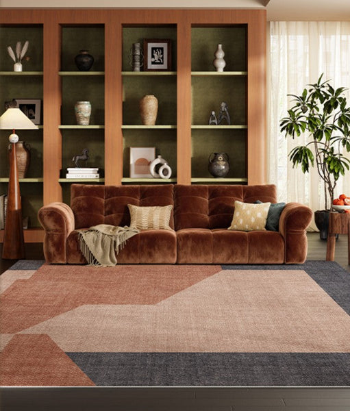 Mid Century Contemporary Modern Rugs, Abstract Modern Rugs for Living Room, Contemporary Geometric Carpets, Oversized Modern Rugs under Dining Room Table-Silvia Home Craft