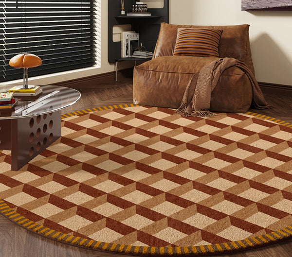 Modern Rugs under Chairs, Bedroom Modern Round Rugs, Dining Room Contemporary Round Rugs, Circular Modern Rug Ideas for Living Room-Silvia Home Craft