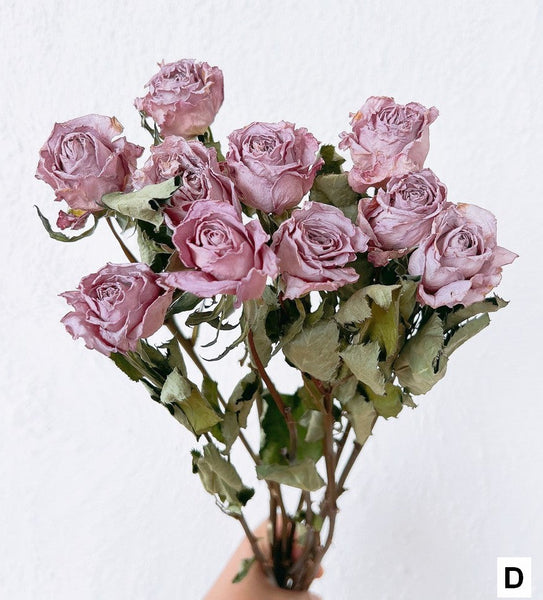 Natural Dried Rose Flower Bunches, Dried Rose Floral Bouquet, Dried Flowers, A Bunch Dried Rose Flowers, Red Yellow Purple Dried Rose Flowers-Silvia Home Craft