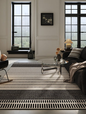 Geometric Contemporary Modern Rugs Next to Bed, Large Abstract Rugs for Living Room, Extra Large Modern Area Rugs-Silvia Home Craft