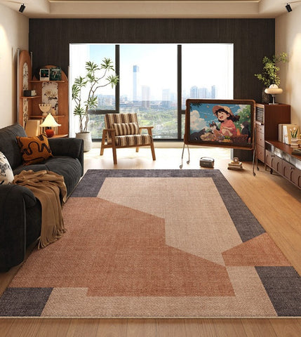 Mid Century Contemporary Modern Rugs, Abstract Modern Rugs for Living Room, Contemporary Geometric Carpets, Oversized Modern Rugs under Dining Room Table-Silvia Home Craft