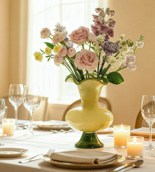 Contemporary Vase for Modern Home Decor, Unique Modern Glass Vase, Modern Glass Flower Vases, Handmade Liuli Vases, Centerpiece Vases on Table-Silvia Home Craft