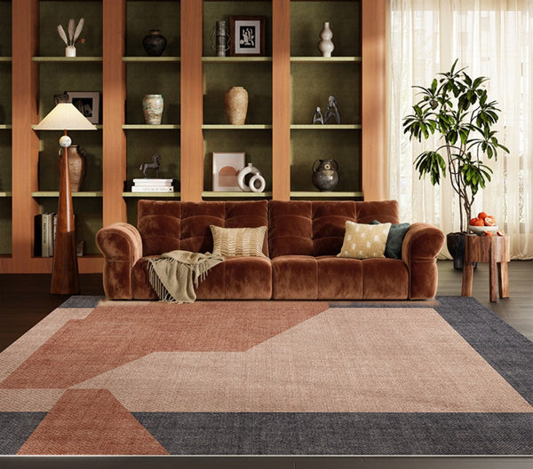 Mid Century Contemporary Modern Rugs, Abstract Modern Rugs for Living Room, Contemporary Geometric Carpets, Oversized Modern Rugs under Dining Room Table-Silvia Home Craft