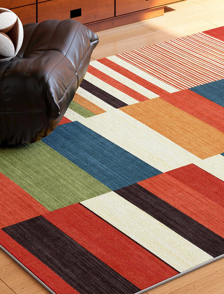 Abstract Modern Area Rugs for Dining Room, Large Geometric Rugs for Living Room, Colorful Contemporary Modern Rugs, Mid Century Modern Rugs-Silvia Home Craft