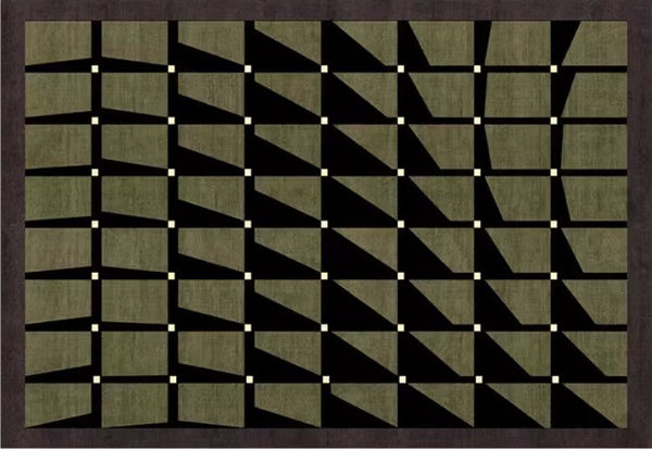 Modern Rugs for Dining Room, Modern Living Room Rug Ideas, Mid Century Modern Rugs Next to Bed, Green Contemporary Rugs for Bedroom-Silvia Home Craft