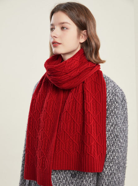 Cold Weather Scarf, Casual Scarf for Women, Fashion Designer Scarf, Red Winter Scarf, Modern Wool Scarf for Women, Soft Cashmere Scarf for Women-Silvia Home Craft