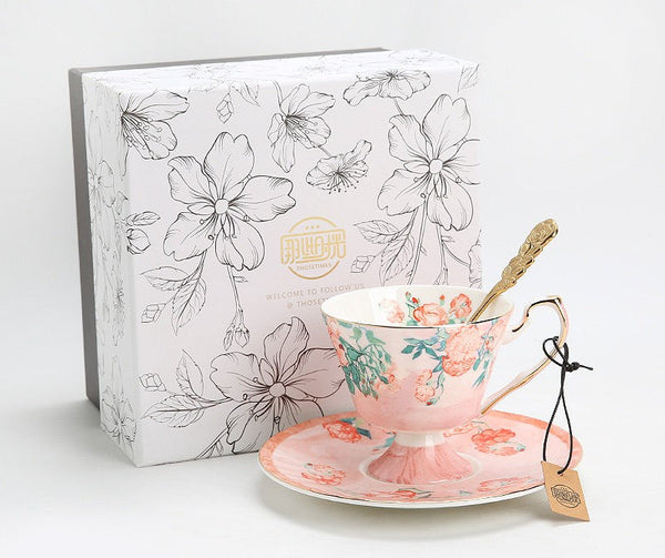 Luxury Tea Cup with Saucer, Elegant Coffee Cup, Porcelain Tea cups, Ceramic Tea Cup Set, British Tea Cup Set, Afternoon Tea Cup with Saucer Set-Silvia Home Craft