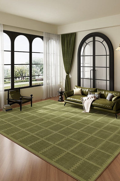 Contemporary Modern Rugs for Living Room, Minimalist Geometric Rugs for Living Room, Mid Century Modern Rugs, Green Absract Rugs for Bedroom-Silvia Home Craft
