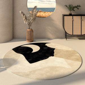 Modern Runner Rugs Next to Bed, Round Area Rug for Dining Room, Coffee Table Rugs, Contemporary Area Rugs for Bedroom, Circular Modern Area Rugs-Silvia Home Craft