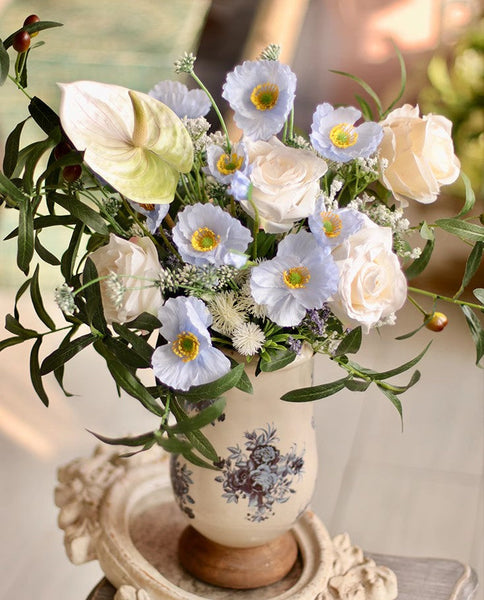 Large Bunch of Romantic Flowers, Table Centerpiece, Beautiful Spring Flower Arrangement for Home Decoration, Real Touch Artificial Floral for Living Room-Silvia Home Craft