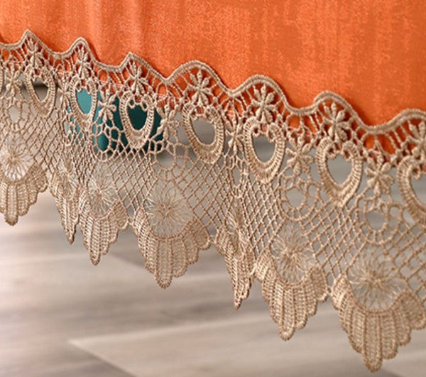 Orange Modern Table Cover for Dining Room Table, Large Modern Rectangle Tablecloth, Square Tablecloth for Round Table, Lace Tablecloth for Home Decoration-Silvia Home Craft
