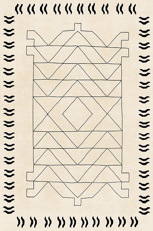 Modern Rugs for Dining Room, Mid Century Modern Rugs Next to Bed, Soft Contemporary Rugs for Bedroom, Cream Modern Carpets for Living Room-Silvia Home Craft