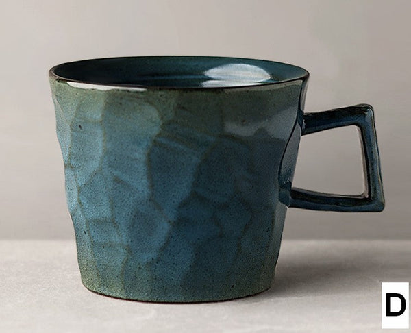 Modern Handmade Pottery Coffee Cup, Creative Brown White Black Blue Ceramic Coffee Mugs, Large Unique Tea Cup, Large Capacity Coffee Cups-Silvia Home Craft