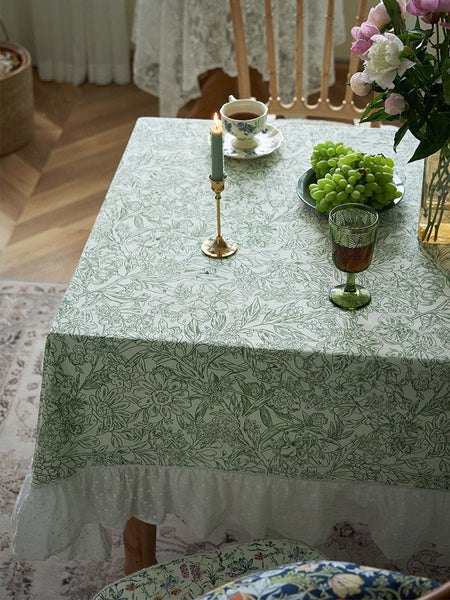 Natural Spring Farmhouse Table Cloth, Extra Large Rectangle Tablecloth for Dining Room Table, Flower Pattern Cotton Tablecloth, Square Tablecloth for Round Table-Silvia Home Craft