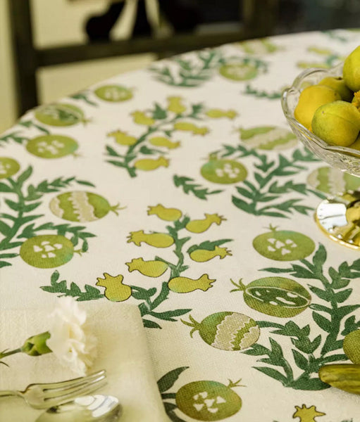Canterbury Bell and Pomegranate Table Covers for Round Table, Large Modern Rectangle Tablecloth for Dining Table, Farmhouse Table Cloth for Oval Table-Silvia Home Craft