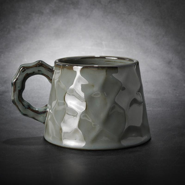 Large Capacity Coffee Cups, Large Tea Cup, Large Pottery Coffee Cup, White Ceramic Coffee Mug, Black Coffee Cup-Silvia Home Craft