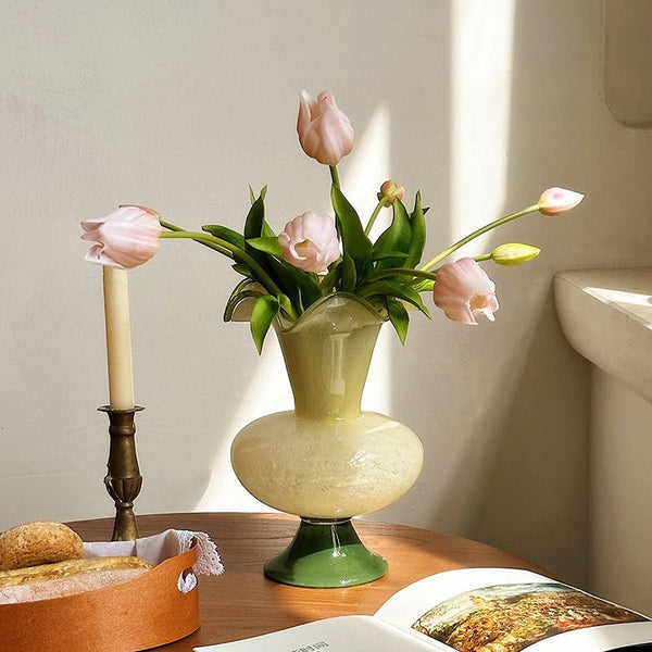 Bouquet Flower Vase, Vintage Glass Flower Vases, Water Holding Flower Vases, Glass Bud Vases, Handmade Flower Vases on Table-Silvia Home Craft