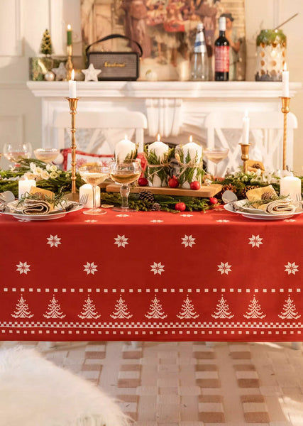 Extra Large Modern Rectangular Tablecloth for Dining Room Table, Christmas Edelweiss Table Covers, Square Tablecloth for Kitchen, Large Tablecloth for Round Table-Silvia Home Craft