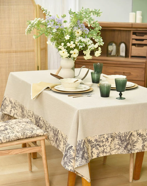 Cotton and Linen Rectangle Table Covers for Dining Room Table, Modern Tablecloth for Kitchen, Square Tablecloth for Coffee Table-Silvia Home Craft