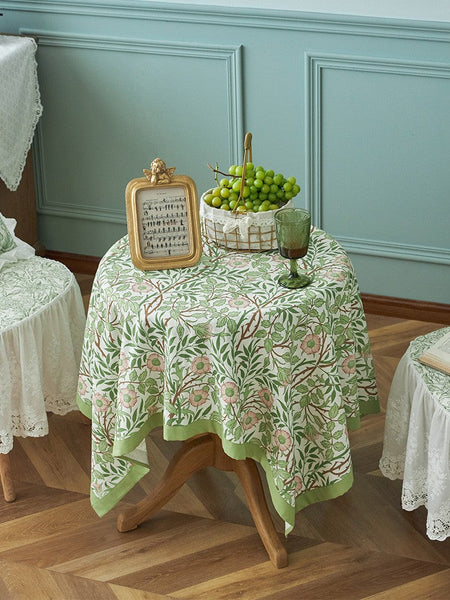Large Rectangle Tablecloth for Dining Room Table, Square Tablecloth for Round Table, Farmhouse Table Cloth, Flower Pattern Tablecloth-Silvia Home Craft